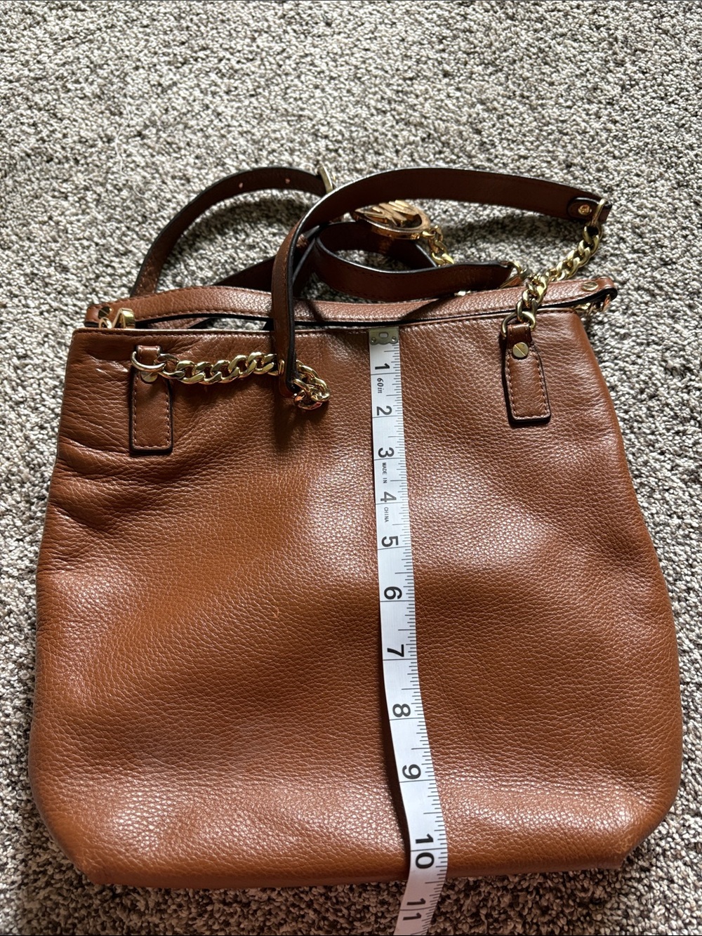 MICHAEL KORS Brown Pebbled Leather Gold Chain Handle Shoulder Bag - Picture 8 of 8